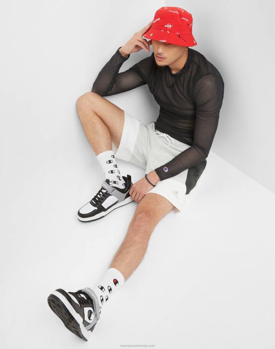 Champion moški klasične kratke hlače iz flisa, blokirane barve 8\" 2B84344 kamen krem ​​heather/črna/bela