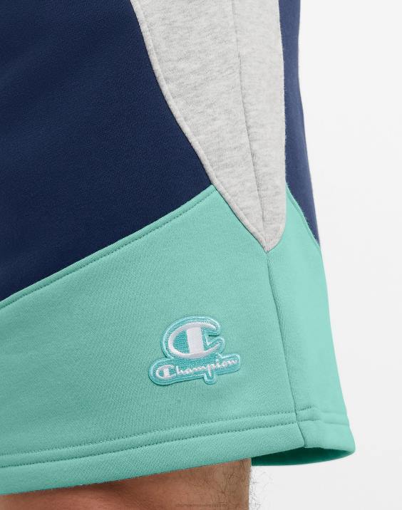 Champion moški klasične kratke hlače iz flisa, blokirane barve 8\" 2B84345 mornarsko modra/kamena smetana/čista meta