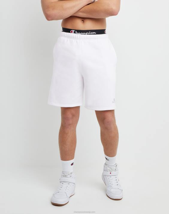 Champion moški klasične kratke hlače iz flisa z vezenim logotipom C & script 8" 2B84475 bela