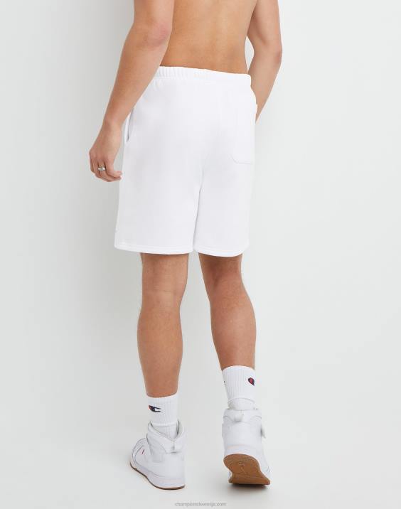 Champion moški klasične kratke hlače iz flisa z vezenim logotipom C & script 8\" 2B84475 bela
