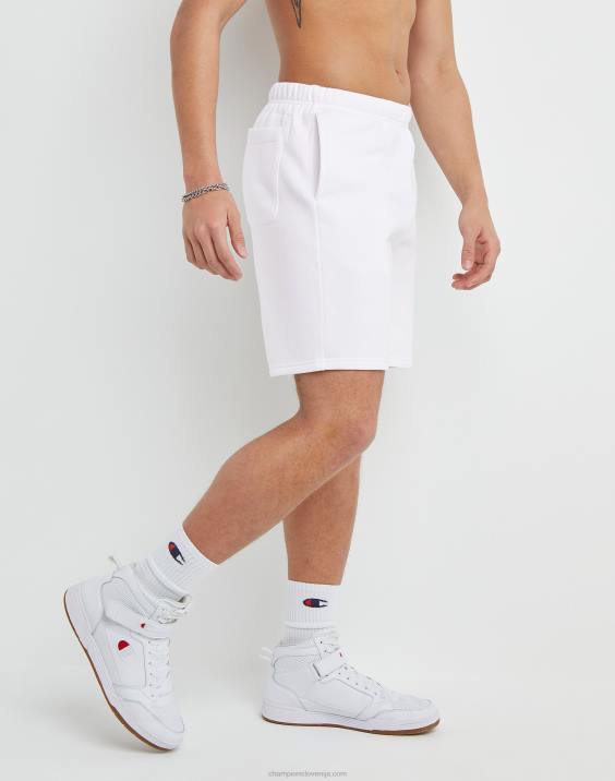 Champion moški klasične kratke hlače iz flisa z vezenim logotipom C & script 8\" 2B84475 bela