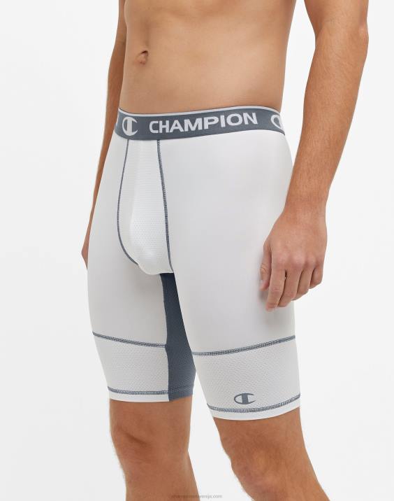Champion moški kompresijske kratke hlače s popolno podporno torbico 9\" 2B84385 bela/nevihtna noč