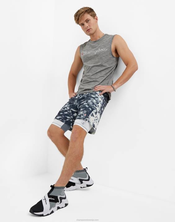 Champion moški kompresijske kratke hlače s popolno podporno torbico 9\" 2B84385 bela/nevihtna noč