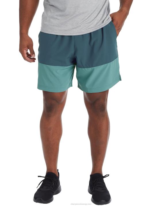 Champion moški kratke hlače c9 colorblock 7" 2B84789 brinov modri/aqua tonik