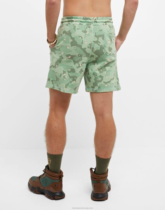 Champion moški kratke hlače global explorer iz francoskega frotirja po celem kamuflažnem potisku 7\" 2B84373 cc camo vse o olivi