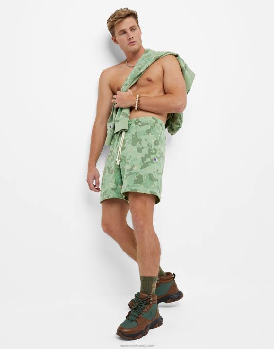 Champion moški kratke hlače global explorer iz francoskega frotirja po celem kamuflažnem potisku 7\" 2B84373 cc camo vse o olivi