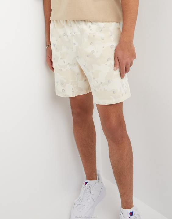 Champion moški kratke hlače global explorer iz francoskega frotirja po celem kamuflažnem potisku 7" 2B84374 cc camo natural