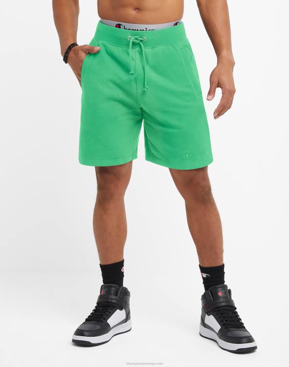 Champion moški kratke hlače iz francoskega frotirja v vzvratnem tkanju z logotipom 8" 2B84359 srečna pomlad zelena
