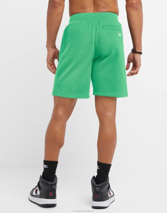 Champion moški kratke hlače iz francoskega frotirja v vzvratnem tkanju z logotipom 8\" 2B84359 srečna pomlad zelena