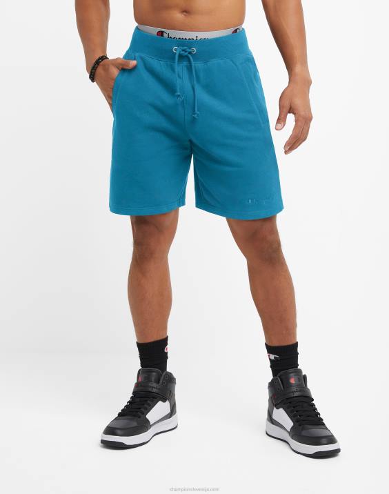 Champion moški kratke hlače iz francoskega frotirja v vzvratnem tkanju z logotipom 8" 2B84360 rockin teal