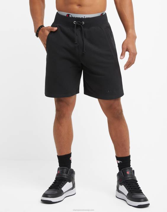 Champion moški kratke hlače iz francoskega frotirja v vzvratnem tkanju z logotipom 8" 2B84361 Črna