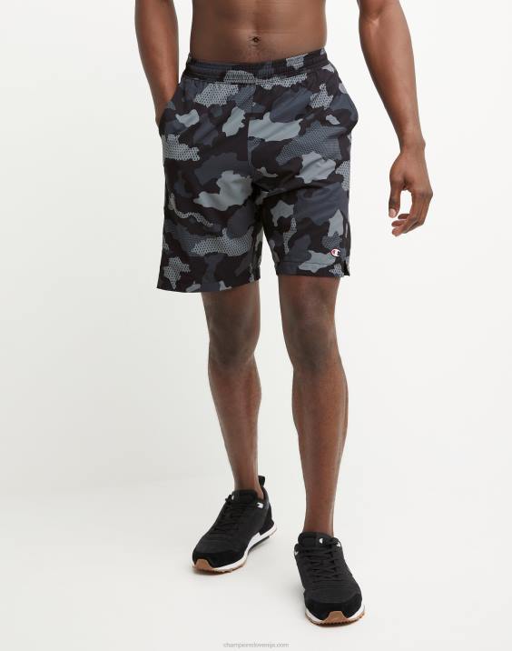 Champion moški kratke hlače mvp, ki odvajajo vlago, celoten tisk in c logotipi 9" 2B84347 mrežasta kamuflažna nevtralna