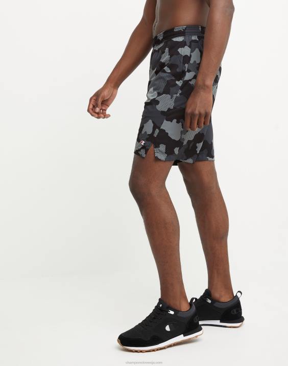 Champion moški kratke hlače mvp, ki odvajajo vlago, celoten tisk in c logotipi 9\" 2B84347 mrežasta kamuflažna nevtralna