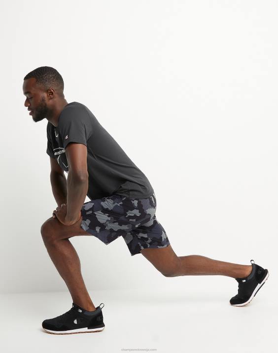 Champion moški kratke hlače mvp, ki odvajajo vlago, celoten tisk in c logotipi 9\" 2B84347 mrežasta kamuflažna nevtralna