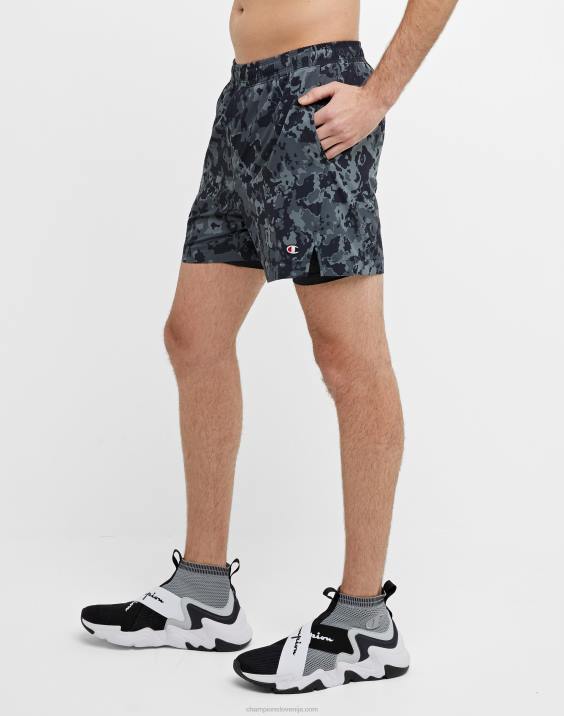 Champion moški kratke hlače mvp s maskirno torbico za popolno podporo 5\" 2B84342 krater camo black