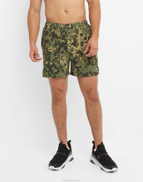 Champion moški kratke hlače mvp s maskirno torbico za popolno podporo 5" 2B84343 crater camo cargo olivno