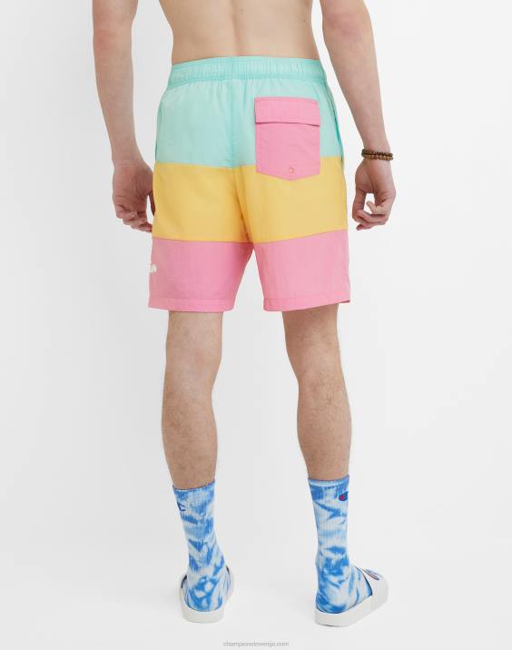 Champion moški kratke hlače za plažo 8\" 2B84372 čista meta/adobe wall tan/pnkr