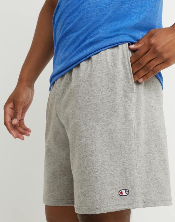 Champion moški kratke hlače za vsak dan c logotip z našitki 9\" 2B84484 oksford siva