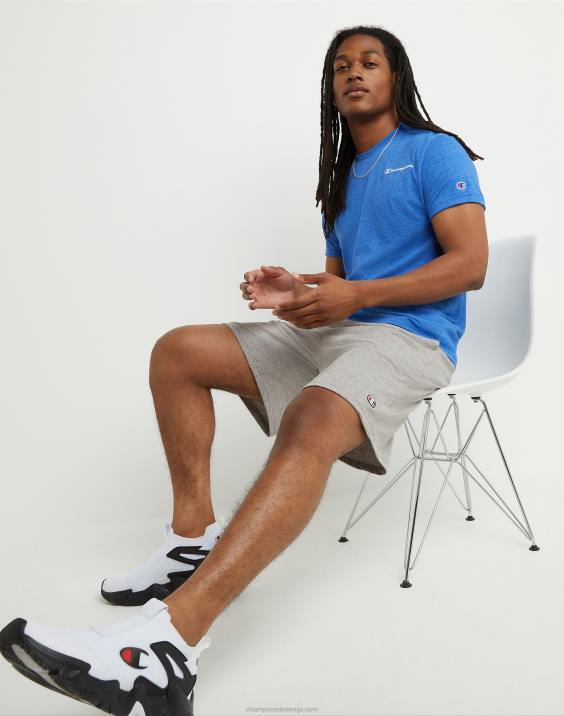 Champion moški kratke hlače za vsak dan c logotip z našitki 9\" 2B84484 oksford siva