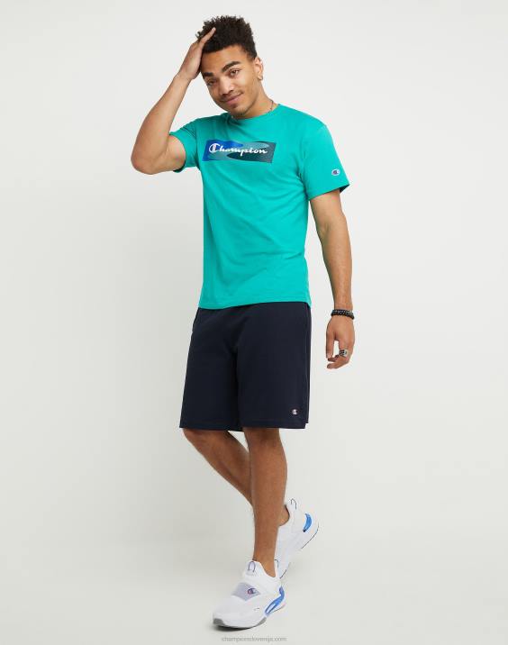 Champion moški kratke hlače za vsak dan c logotip z našitki 9\" 2B84485 mornarica