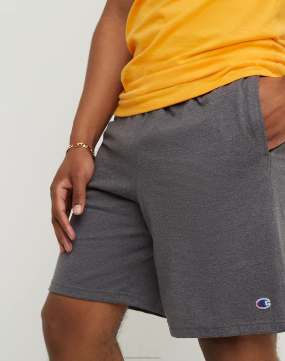 Champion moški kratke hlače za vsak dan c logotip z našitki 9\" 2B84487 granitno resje