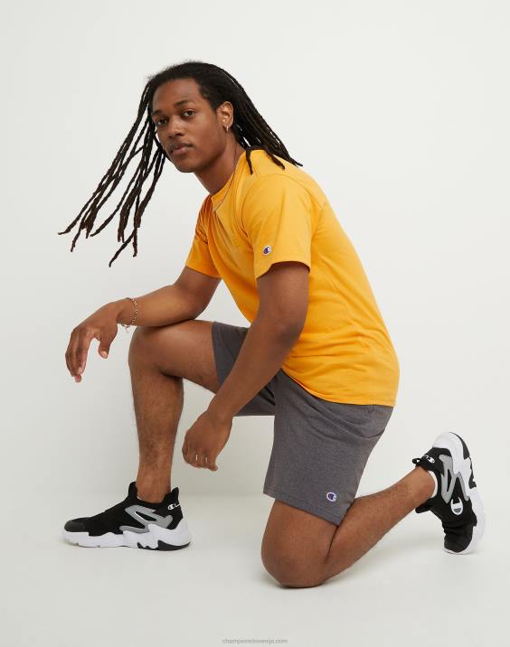 Champion moški kratke hlače za vsak dan c logotip z našitki 9\" 2B84487 granitno resje