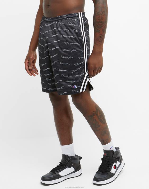 Champion moški lacrosse kratke hlače s potiskom po celem 9\" 2B84388 Črna