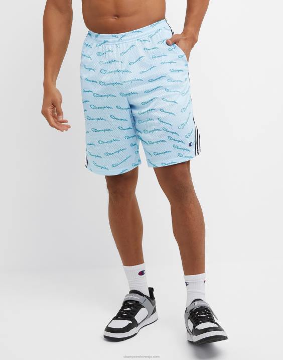 Champion moški lacrosse kratke hlače s potiskom po celem 9" 2B84389 oplemeniti nebesno modro