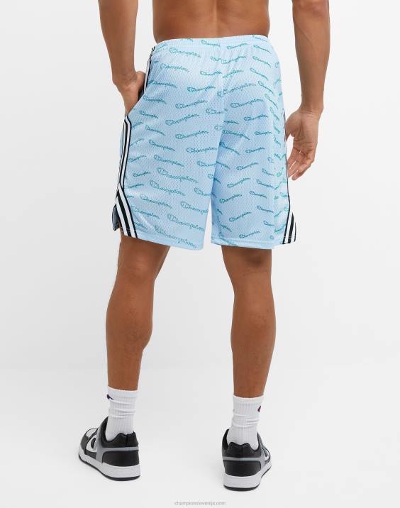 Champion moški lacrosse kratke hlače s potiskom po celem 9\" 2B84389 oplemeniti nebesno modro