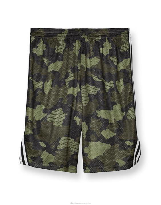 Champion moški lacrosse kratke hlače s potiskom po celem 9\" 2B84390 mrežasta kamuflažna tovorna oliva