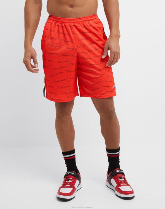 Champion moški lacrosse kratke hlače s potiskom po celem 9" 2B84392 rdeč sij