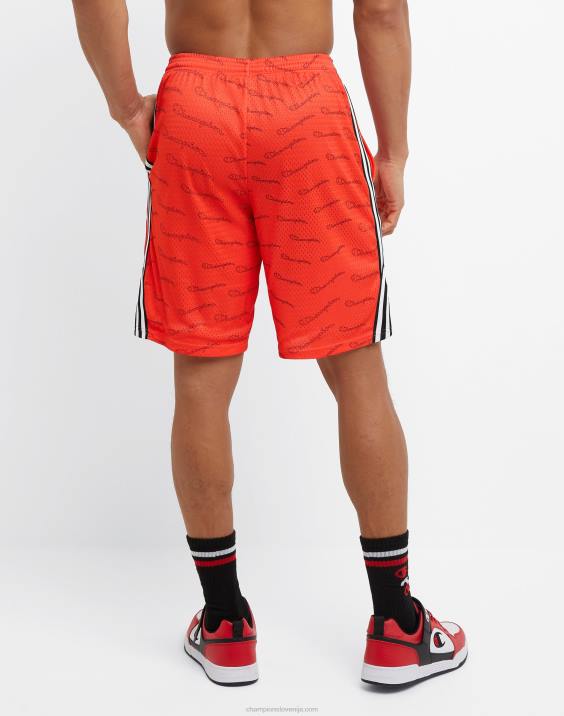 Champion moški lacrosse kratke hlače s potiskom po celem 9\" 2B84392 rdeč sij
