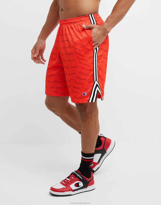 Champion moški lacrosse kratke hlače s potiskom po celem 9\" 2B84392 rdeč sij
