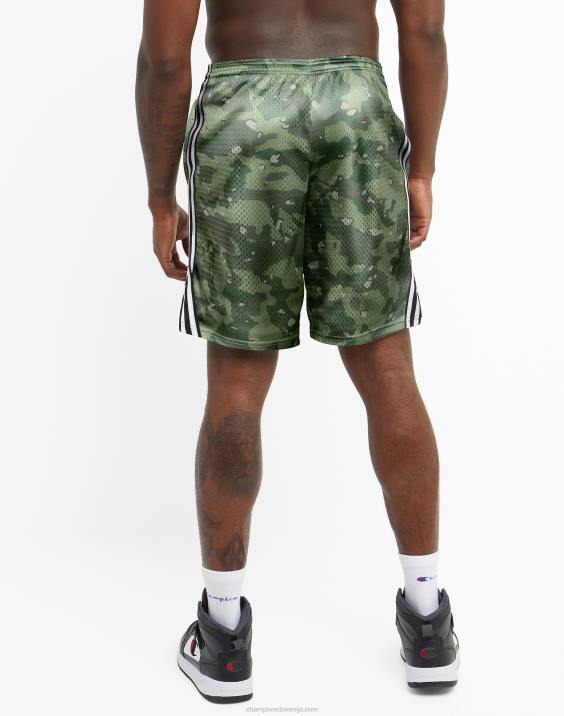 Champion moški lacrosse kratke hlače s potiskom po celem 9\" 2B84394 cc camo vse o olivi