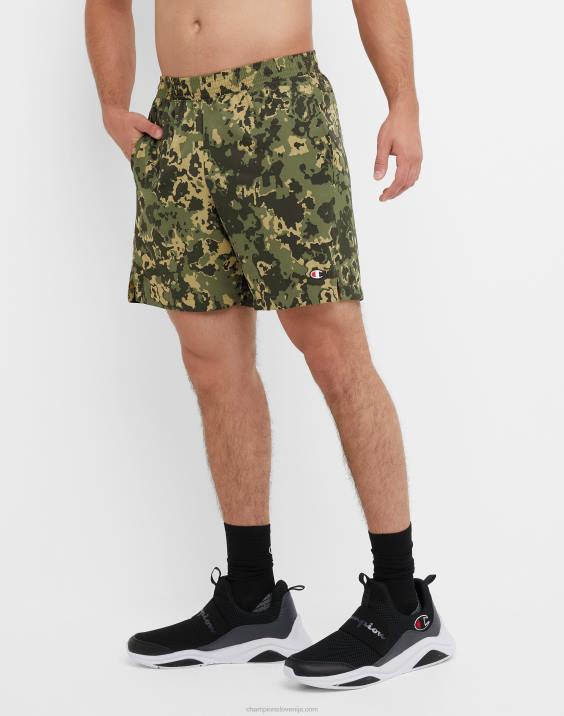 Champion moški mvp kratke hlače s celotnim potiskom 7\" 2B84354 crater camo cargo olivno