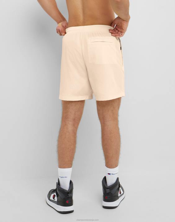 Champion moški najlonske ogrevalne kratke hlače z logotipom iz mrežaste podloge 6\" 2B84417 sveža porjavelost