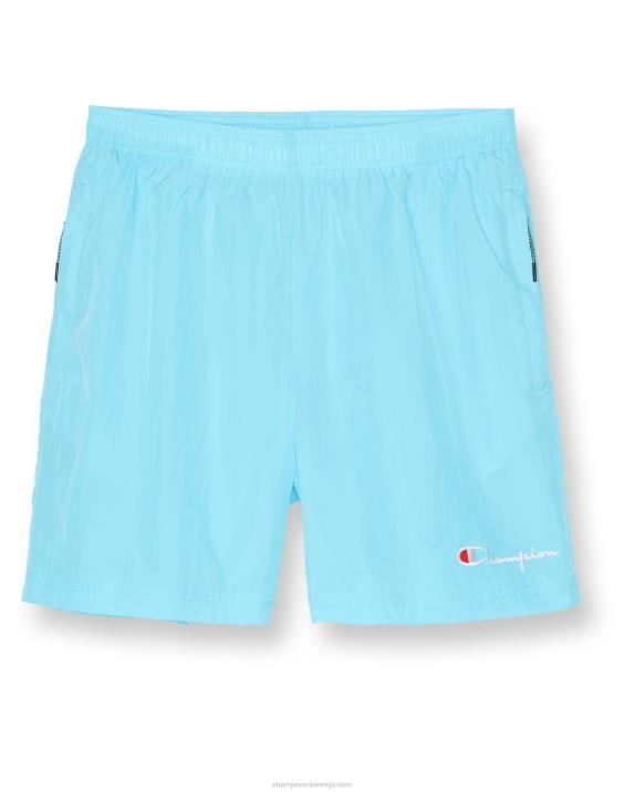 Champion moški najlonske ogrevalne kratke hlače z logotipom iz mrežaste podloge 6" 2B84418 razstava modra