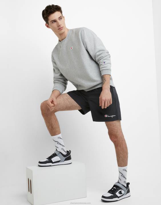 Champion moški najlonske ogrevalne kratke hlače z logotipom iz mrežaste podloge 6\" 2B84422 Črna