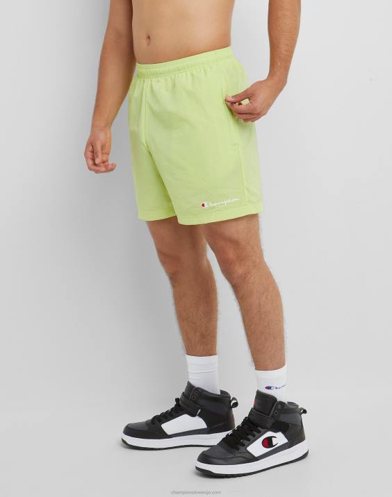 Champion moški najlonske ogrevalne kratke hlače z logotipom iz mrežaste podloge 6\" 2B84424 plavalna linija