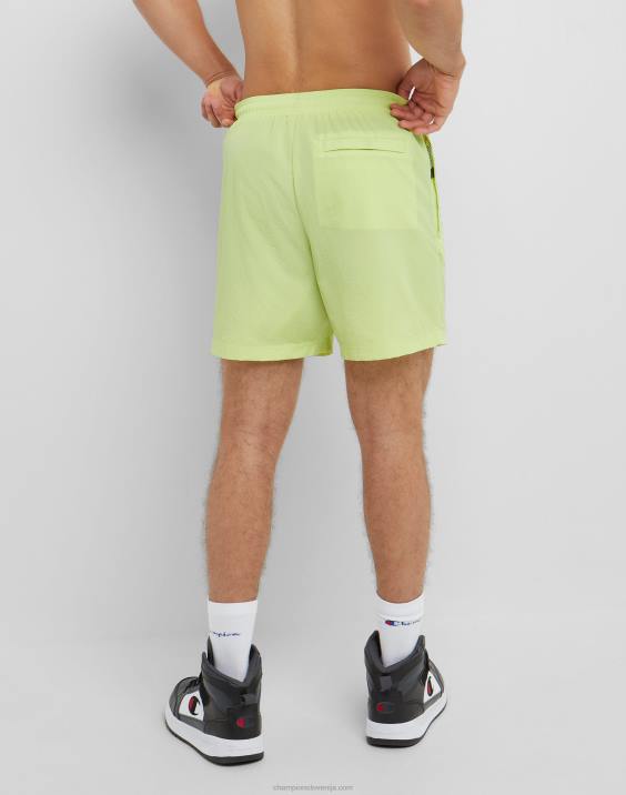 Champion moški najlonske ogrevalne kratke hlače z logotipom iz mrežaste podloge 6\" 2B84424 plavalna linija