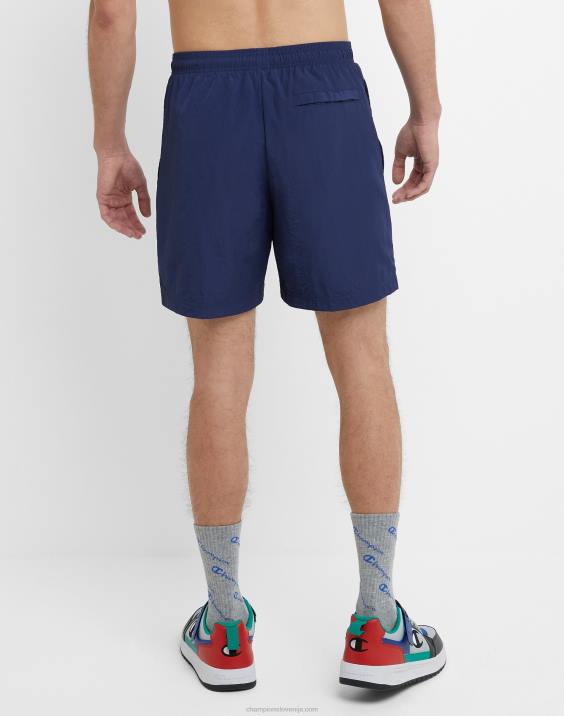 Champion moški najlonske ogrevalne kratke hlače z logotipom iz mrežaste podloge 6\" 2B84426 atletska mornarica