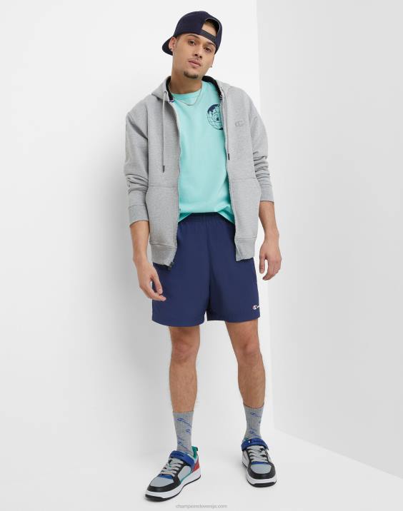 Champion moški najlonske ogrevalne kratke hlače z logotipom iz mrežaste podloge 6\" 2B84426 atletska mornarica