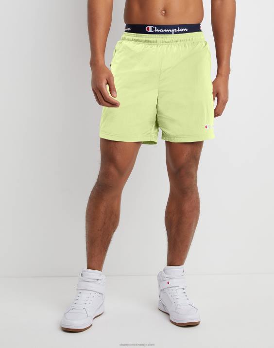 Champion moški ogrevalne kratke hlače iz najlona 6" 2B84478 bledo rumeno zelena