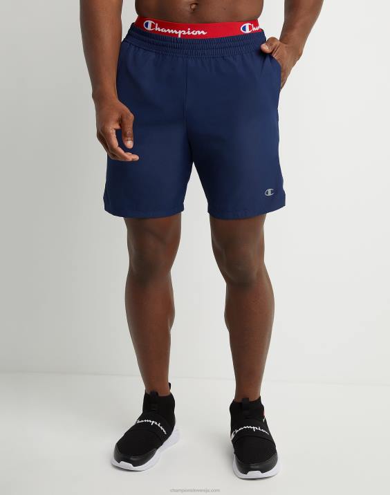 Champion moški tkane športne kratke hlače c našitkom 7" 2B84508 atletska mornarica