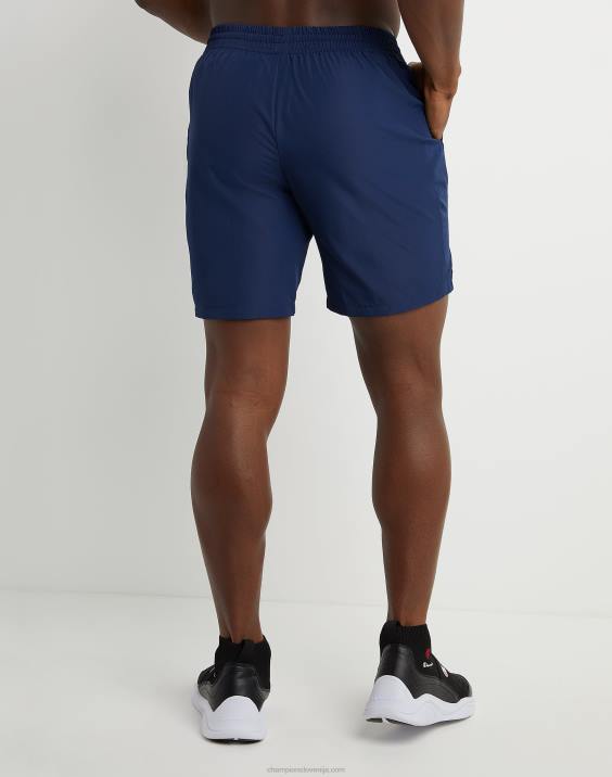 Champion moški tkane športne kratke hlače c našitkom 7\" 2B84508 atletska mornarica
