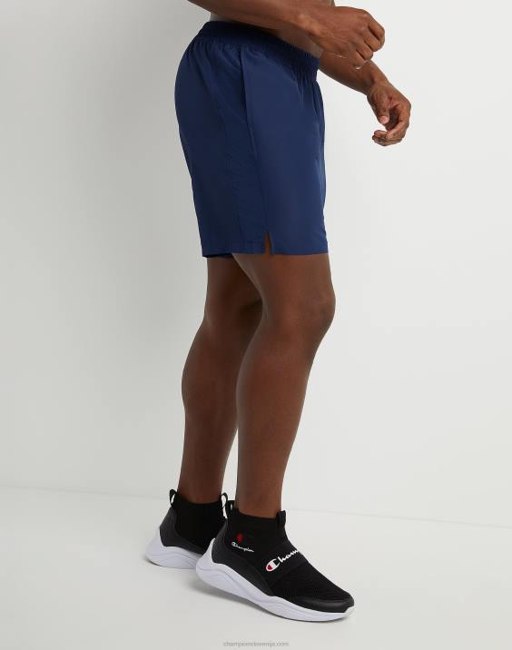 Champion moški tkane športne kratke hlače c našitkom 7\" 2B84508 atletska mornarica