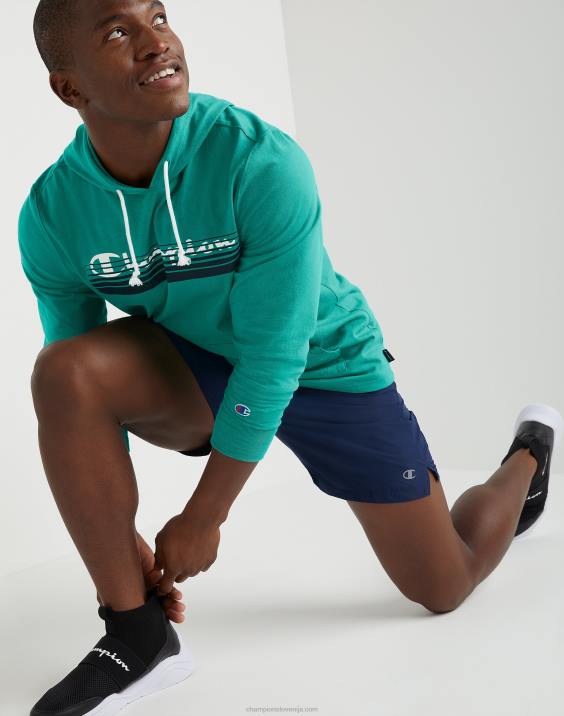 Champion moški tkane športne kratke hlače c našitkom 7\" 2B84508 atletska mornarica