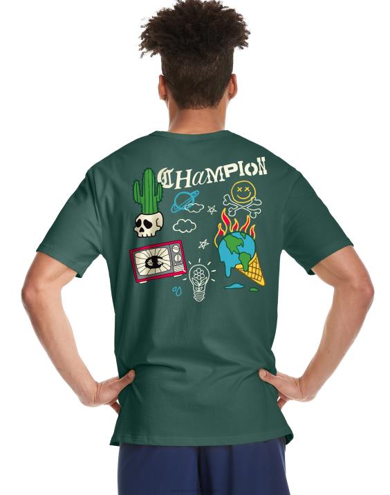 Champion moški dediščina tee plant base 2B84659 temno zelena dlan