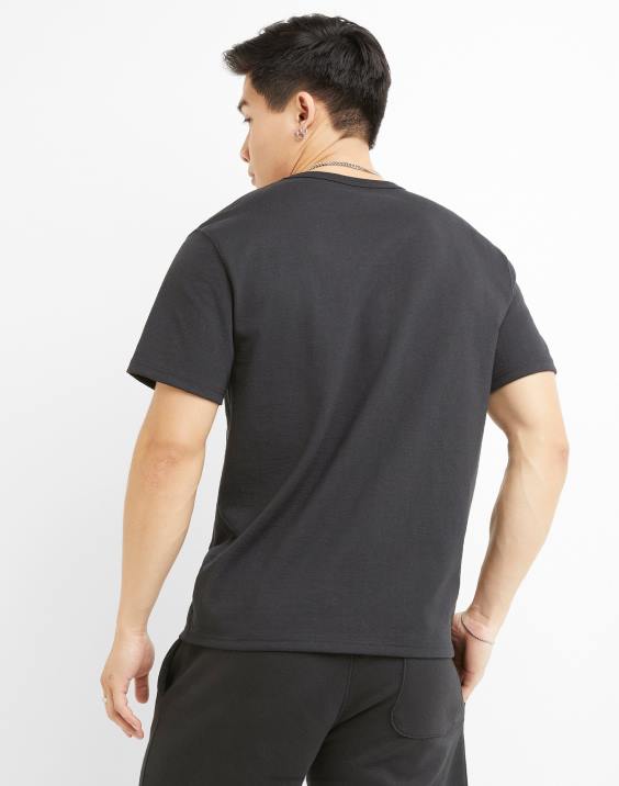 Champion moški heritage majica z verižnimi šivi c 2B84643 Črna