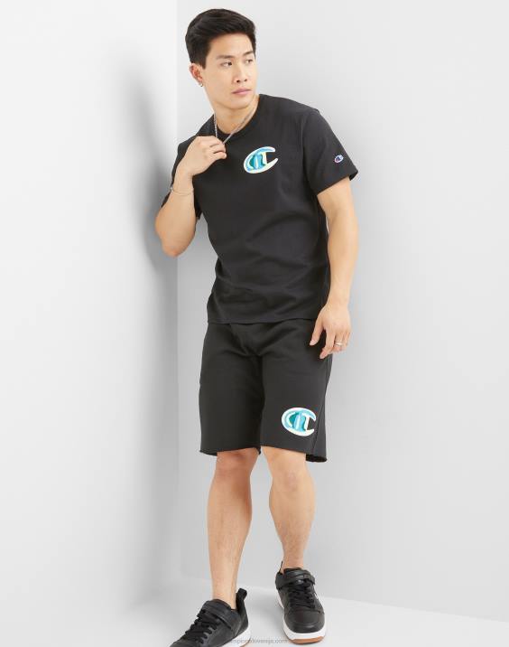 Champion moški heritage majica z verižnimi šivi c 2B84643 Črna